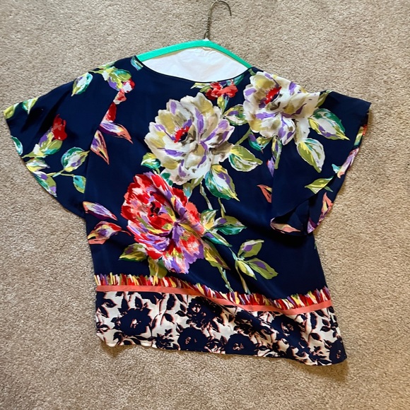 Anthropologie Floral Silk Top 2 - Picture 4 of 9